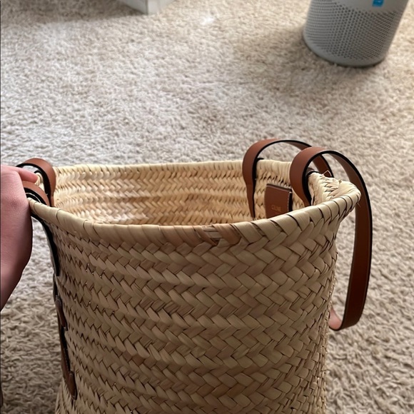 MEDIUM TRIOMPHE CELINE CLASSIC PANIER IN PALM LEAVES AND CALFSKIN TAN - Picture 12 of 16